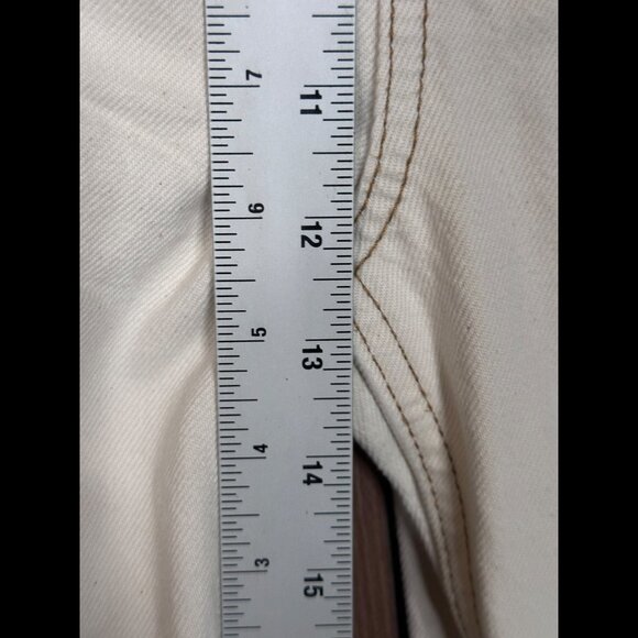 RE/DONE Jeans 29 Womens Ivory White Spot Straight High Rise Poly Denim - Picture 4 of 11